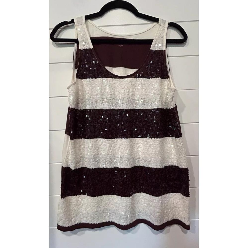 Loft Sequin Tank Top Sz Medium burgundy‎